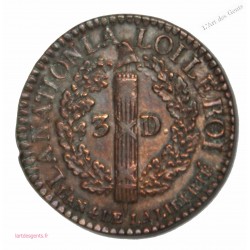 3 deniers 1792 D Lyon 2° semestre TTB+, lartdesgents.fr