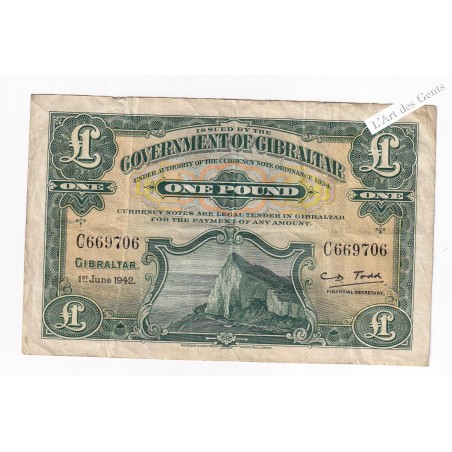 GIBRALTAR 1 POUND 1942 C6669706 Pick 15b TB, lartdesgents.fr