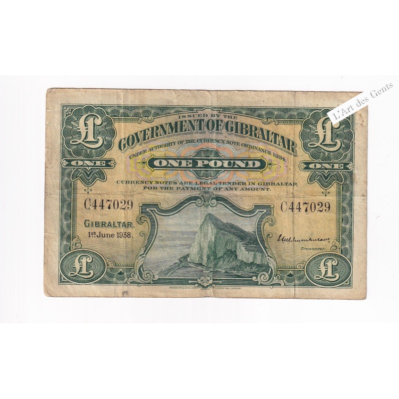 GIBRALTAR 1 POUND 1938 C447029 Pick 15a TB, lartdesgents.fr