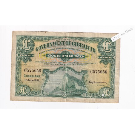 GIBRALTAR 1 POUND 1938 C575056 Pick 15a TTB, lartdesgents.fr