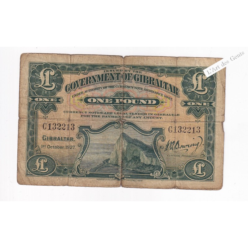 GIBRALTAR 1 POUND 1927 C132213 Pick 12 TB-, lartdesgents.fr