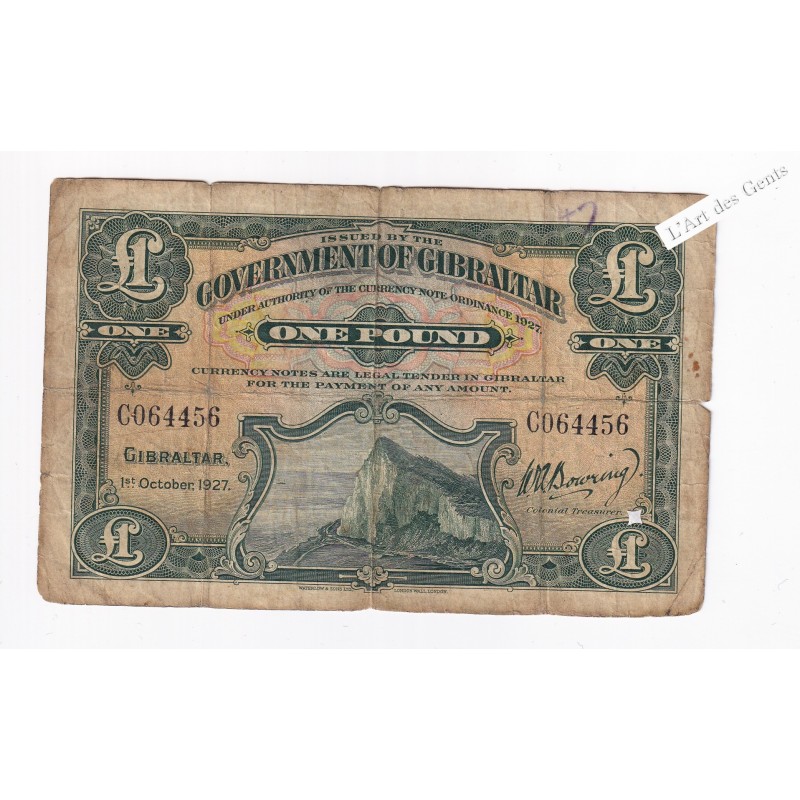 GIBRALTAR 1 POUND 1927 C064456 Pick 12 TB-, lartdesgents.fr