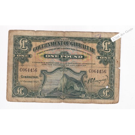GIBRALTAR 1 POUND 1927 C064456 Pick 12 TB-, lartdesgents.fr