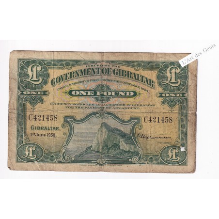 GIBRALTAR 1 POUND 1938 C421458 Pick 15a TB-, lartdesgents.fr