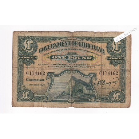 GIBRALTAR 1 POUND 1927 C174162 Pick 12 TB-, lartdesgents.fr