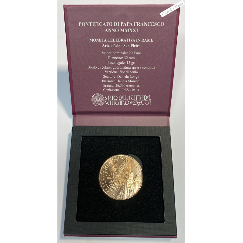 Coffret 20 euros FDC 2021 Vatican, Pape FRANCOIS, lartdesgents.fr