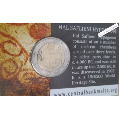 Coincard BU 2 euros 2022 Malte, Hal Saflieni hypogeum, lartdesgents.fr