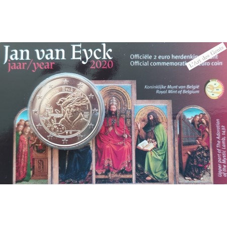Coincard 2€ Belgique 2020 JAN VAN EYCK, lartdesgents.fr