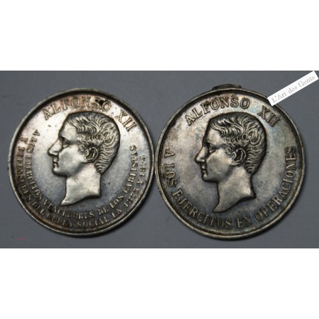 Médailles Argent ALFONSO XII, Guerre civil 1873/74 , lartdesgents.fr