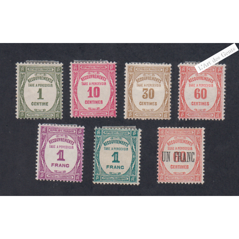 Timbres Taxe n°55 à n°60 et n°63 - Neufs* - cote 95 Euros - lartdesgents.fr
