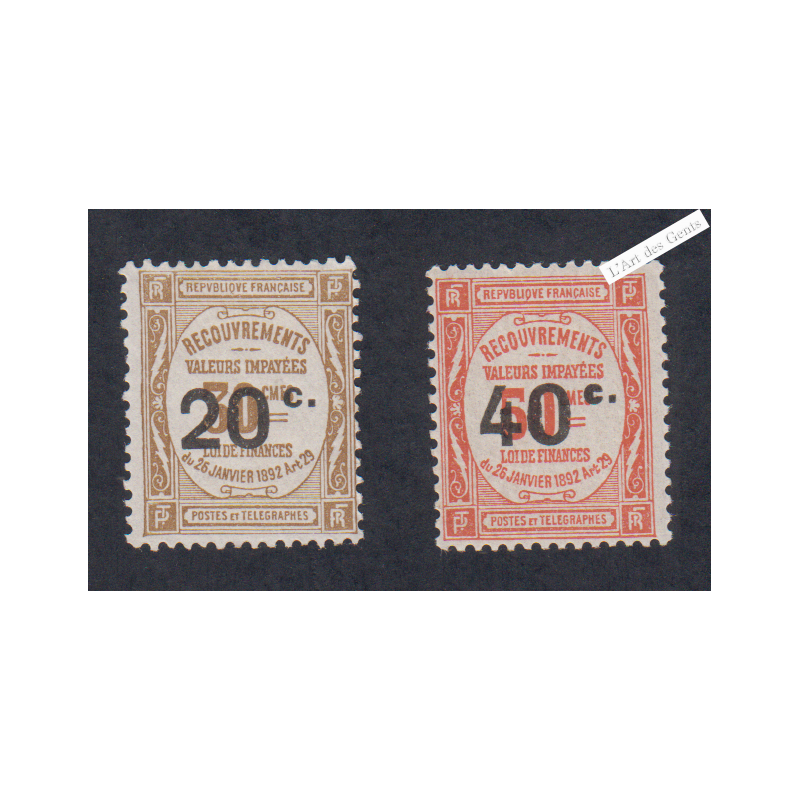 Timbres Taxe n°49 et n°50  - Neufs* - cote 70 Euros - lartdesgents.fr