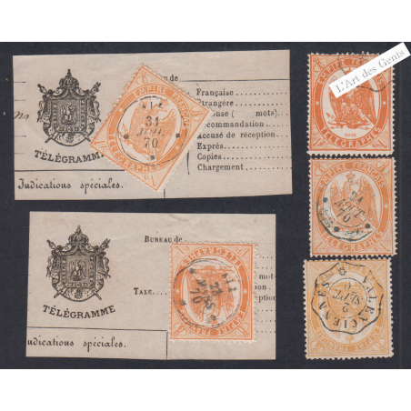 Timbres Télégraphe - n°7 - Oblitérés - cote 90 Euros - lartdesgents.fr