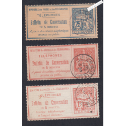 Timbres Téléphone - n°3- n°4 et n°5 - Oblitérés - cote 78 Euros - lartdesgents.fr