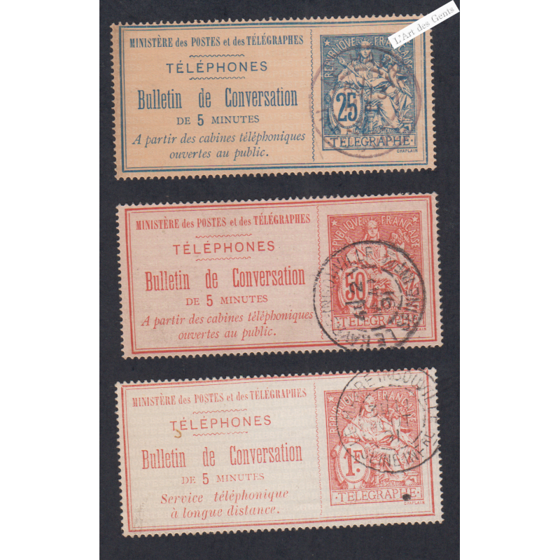Timbres Téléphone - n°3- n°4 et n°5 - Oblitérés - cote 78 Euros - lartdesgents.fr