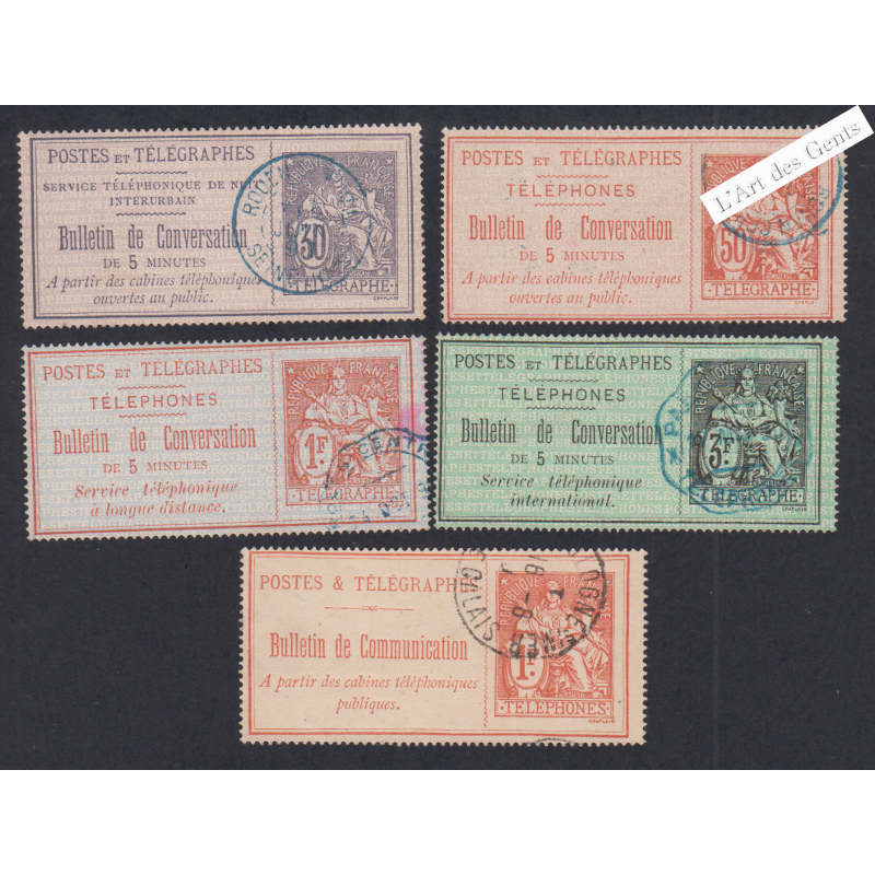 Timbres Téléphone - n°8- à n°11 et n°29 - Oblitérés - cote 104 Euros - lartdesgents.fr