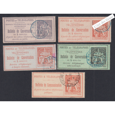 Timbres Téléphone - n°8- à n°11 et n°29 - Oblitérés - cote 104 Euros - lartdesgents.fr