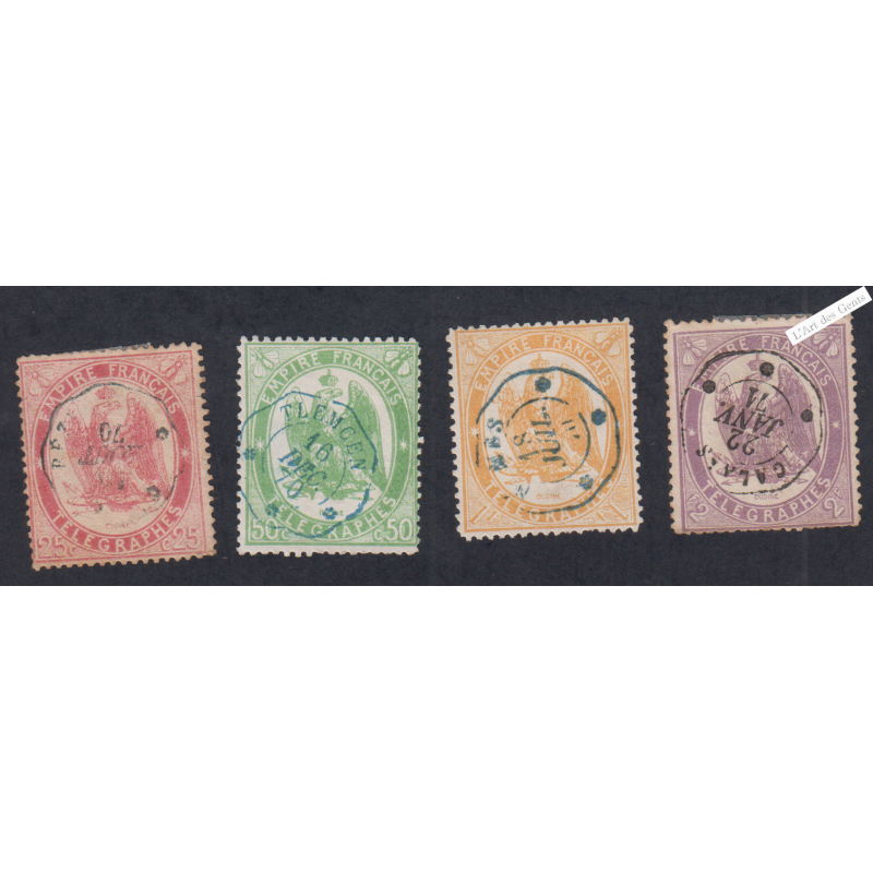 Timbres Télégraphe - n°5 à n°7 - Oblitérés - cote 177 Euros - lartdesgents.fr