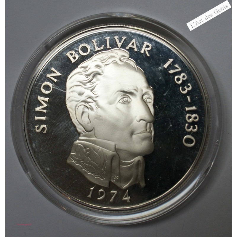 Proof, 20 Balboas 1974 Argent 925/00 130 grs Panama Simon Bolivar, lartdesgents.fr
