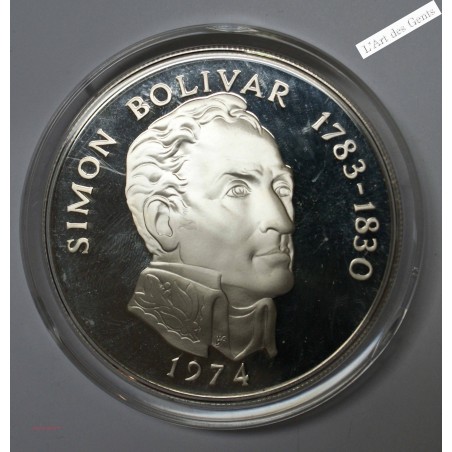 Proof, 20 Balboas 1974 Argent 925/00 130 grs Panama Simon Bolivar, lartdesgents.fr
