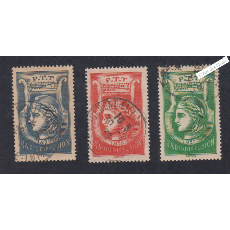 Timbres-Taxe-Radiodiffusion - n°1-n°2-n°3  - Oblitérés - cote 55 Euros - lartdesgents.fr