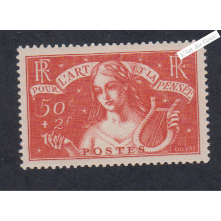 Timbre France n°308 - Art et Pensée - Neuf**  - Signé -  cote 135 Euros - lartdesgents.fr