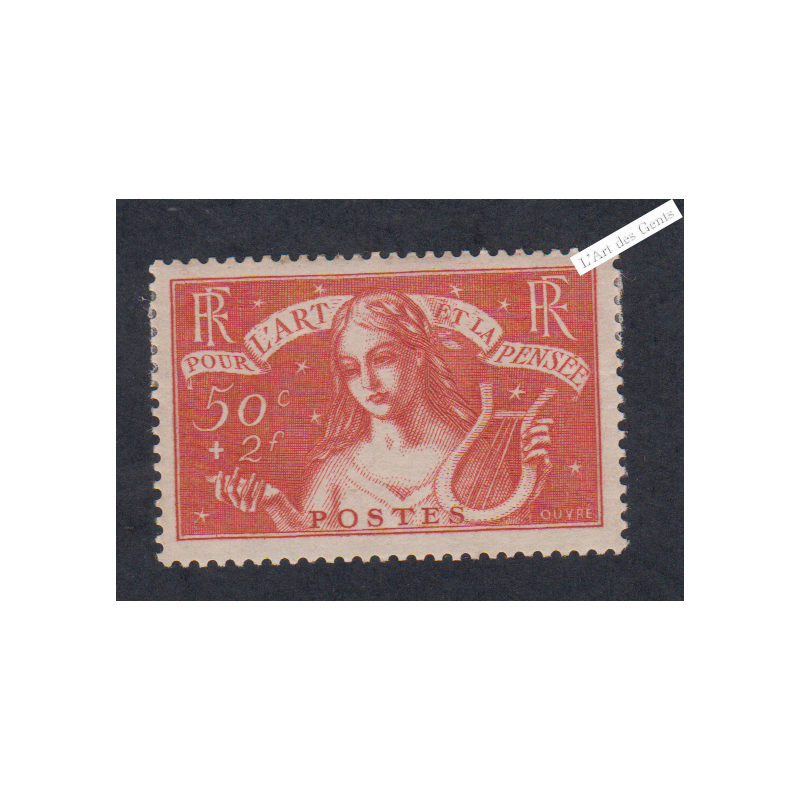 Timbre France n°308 - Art et Pensée - Neuf* -  cote 65 Euros - lartdesgents.fr