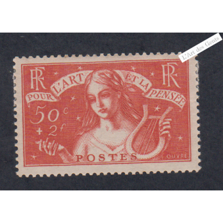 Timbre France n°308 - Art et Pensée - Neuf* -  cote 65 Euros - lartdesgents.fr