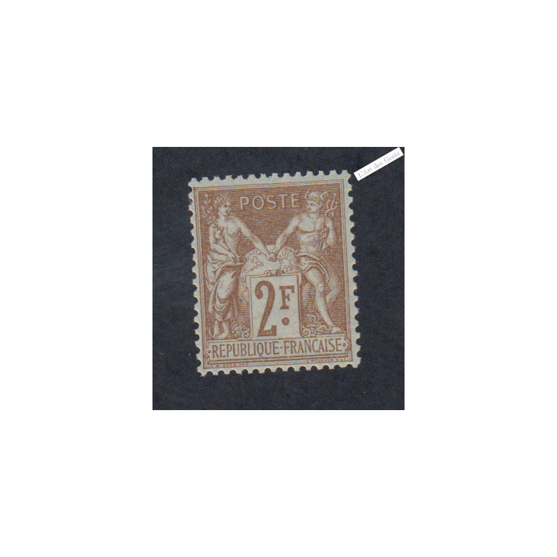 Timbre France n°105 - 2 f. bistre s. azuré  -Type Sage (Type I) Neuf** signé cote 200 lartdesgents.fr