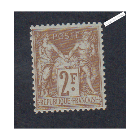 Timbre France n°105 - 2 f. bistre s. azuré  -Type Sage (Type I) Neuf** signé cote 200 lartdesgents.fr