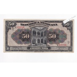 Républica Mexicana 1915 - 50 pesos, Gobierno Constitucionalista, lartdesgents.fr