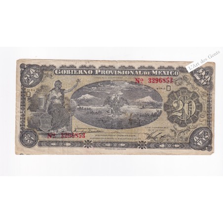 Gobierno provisional Mexico 1914 - 20 pesos, lartdesgents.fr