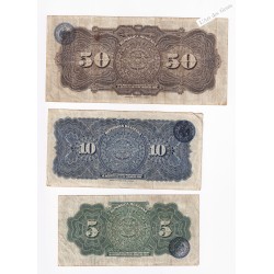 Républica Mexicana 1915 - 5,10,50 pesos, Gobierno Constitucionalista, lartdesgents.fr