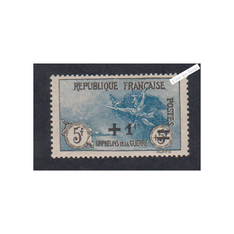 Timbre n°169 Orphelin Surchargé 1922 neuf* Cote 180 Euros Signé lartdesgents.fr
