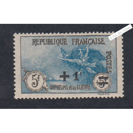 Timbre n°169 Orphelin Surchargé 1922 neuf* Cote 180 Euros Signé lartdesgents.fr
