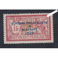 Timbre n°182 Congrès Philatélique de Bordeaux 1 F. Merson -1923 neuf* Cote 600 Euros Signé lartdesgents.fr