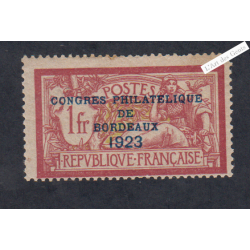 Timbre n°182 Congrès Philatélique - 1 F. Merson -1923 neuf** Cote 1000 Euros Signé lartdesgents.fr
