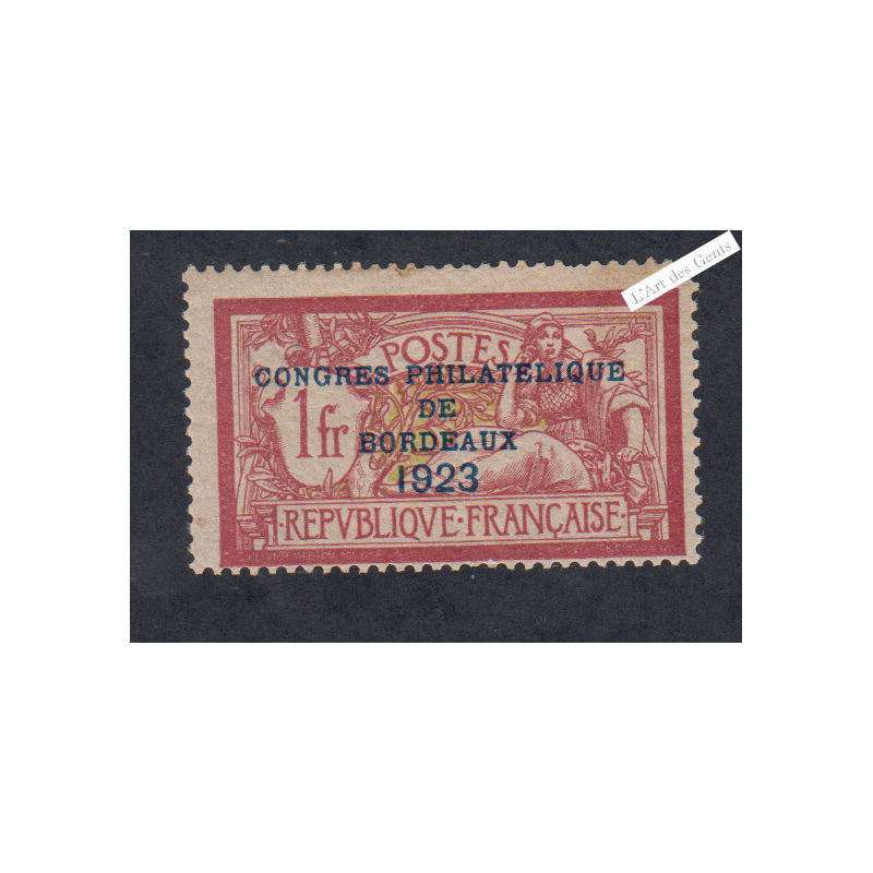 Timbre n°182 Congrès Philatélique - 1 F. Merson -1923 neuf** Cote 1000 Euros Signé lartdesgents.fr