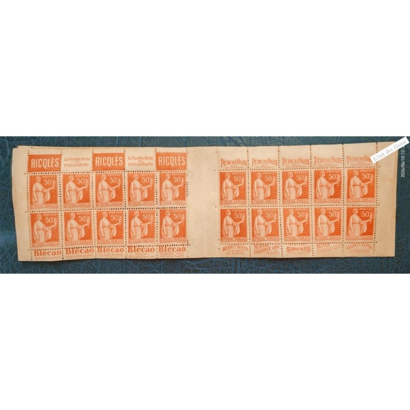 Carnet France n°283-C 16 Série 290- Type Paix 50 c. rouge  - Neuf** cote 420 Euros - lartdesgents.fr