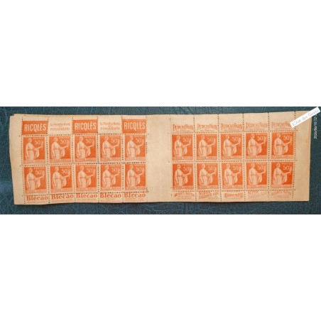 Carnet France n°283-C 16 Série 290- Type Paix 50 c. rouge  - Neuf** cote 420 Euros - lartdesgents.fr