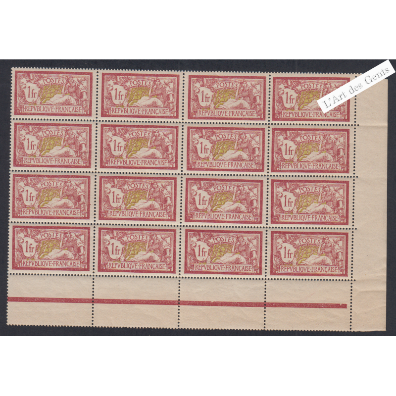 Bord de Feuille 16 Timbres n°121f - TBC - Merson - Neuf** - cote 2400 Euros - lartdesgents.fr