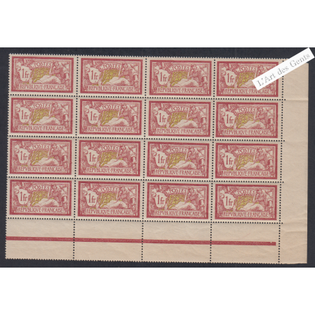 Bord de Feuille 16 Timbres n°121f - TBC - Merson - Neuf** - cote 2400 Euros - lartdesgents.fr