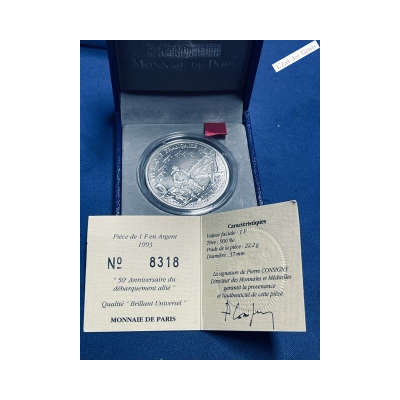 Coffret BU - 1 franc 1993 50° Anniversaire du débarquement -  lartdesgents.fr