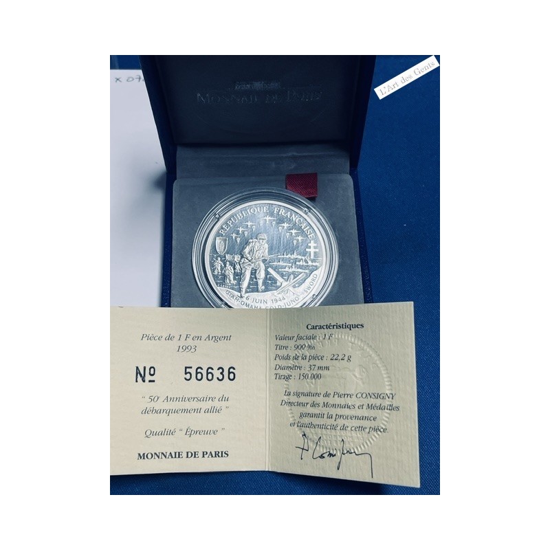 Coffret BE - 1 franc 1993 50° Anniversaire du débarquement -  lartdesgents.fr