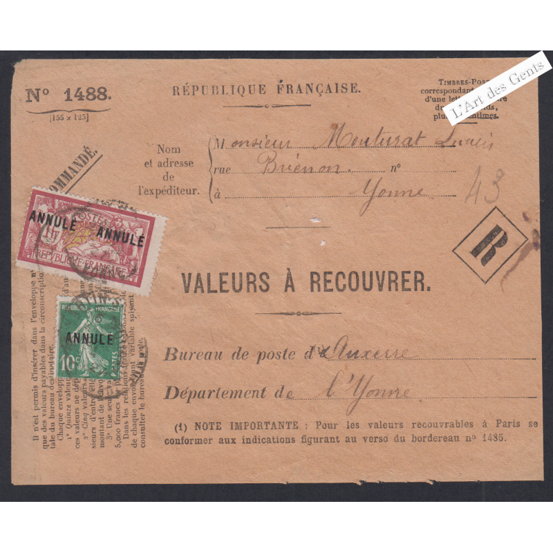 Devant de Lettre n°121-CI 2 - Merson -1923  Cote 217 Euros - lartdesgents.fr