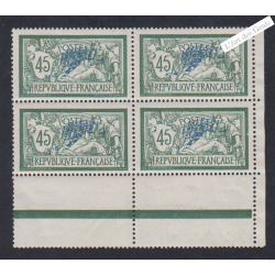 Coin de Feuille - 4 Timbre n°143c - Centre Très Déplacé - Type Merson -  Neuf** - cote 1000 Euros lartdesgents.fr