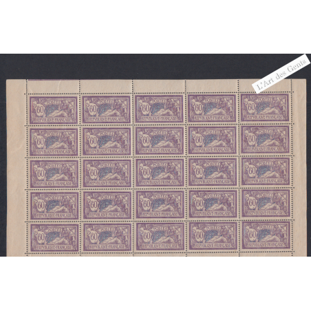 Planche de 25 Timbres n°144 - TBC - Type Merson -  Neufs** Cote 130 Euros - lartdesgents.fr