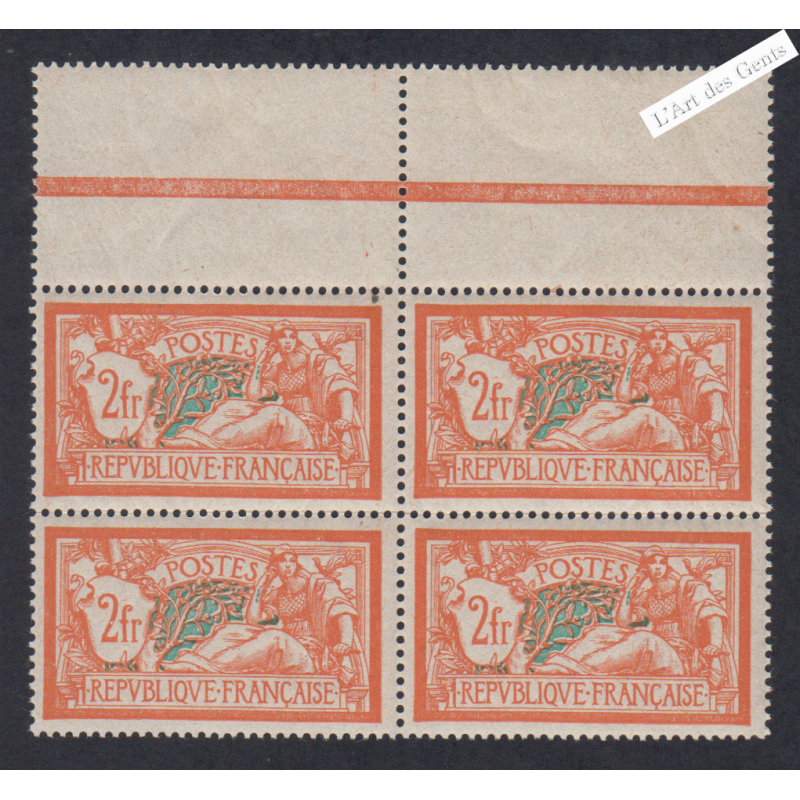 Bloc de 4 Timbres n°145 Bord de feuille - Type Merson -  Neuf** Cote 640 Euros - lartdesgents.fr