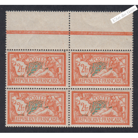 Bloc de 4 Timbres n°145 Bord de feuille - Type Merson -  Neuf** Cote 640 Euros - lartdesgents.fr