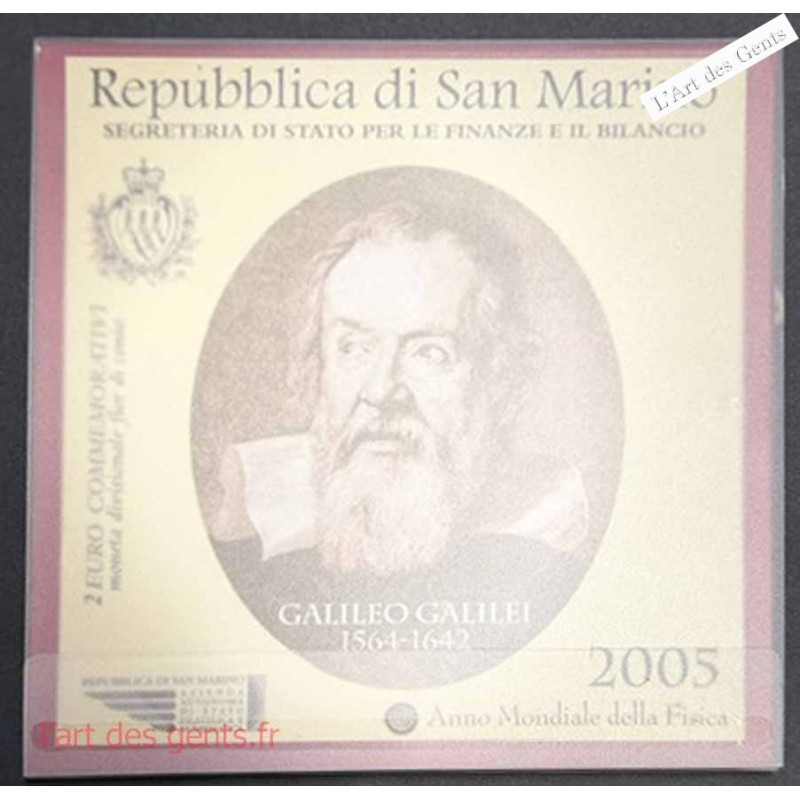 Coffret BU 2€ San Marino 2005 GALILEO GALILEI, lartdesgents.fr