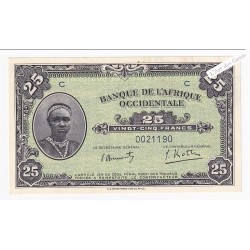 Billet 25 Francs 14 décembre 1942 neuf* Afrique Occidentale , lartdesgents.fr